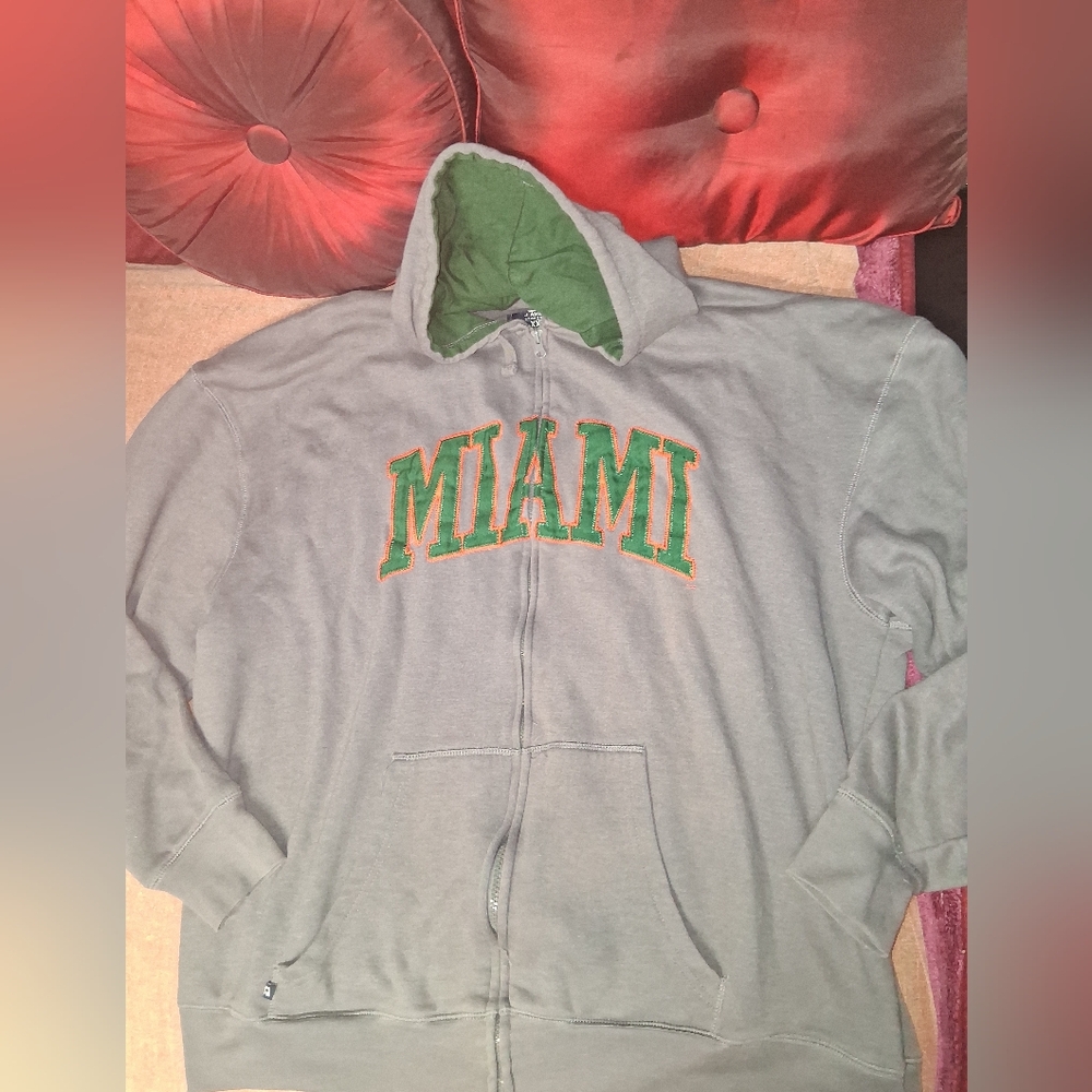 Miami Gray and Green Hooded Bomber Jacket